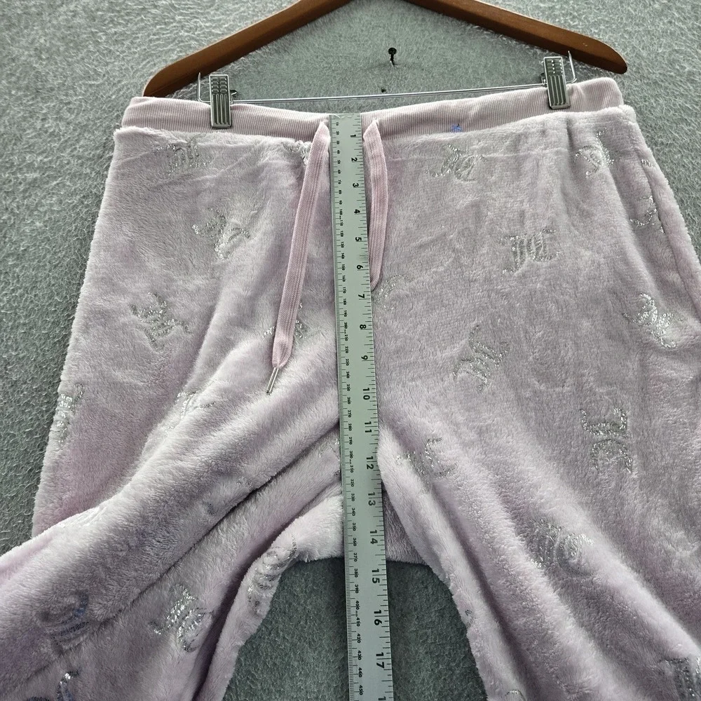 Juicy Couture Women‎ Sleepwear XL Pink Pajama Pants Sherpa Logo Wide Leg